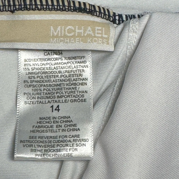 🌻 Michael Koss Women's size 14 Tropical Print Bandeau Cut Out One-Piece Swimsuit - Picture 6 of 7